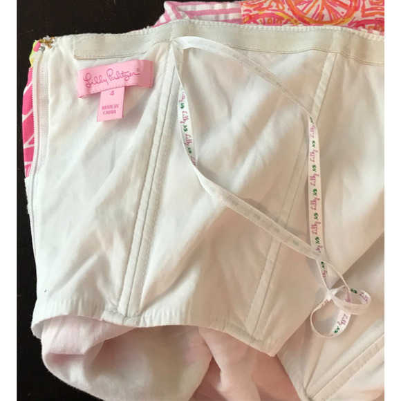 Lilly Pulitzer Bowen Buy Local Sewn Patch Patchwork Strapless Dress - Size 4 - Picture 6 of 9